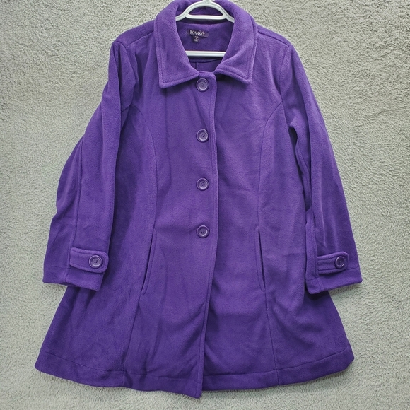 Roaman's Plus Size 14/16 Plush Fleece Jacket Soft Coat Purple - Picture 1 of 11